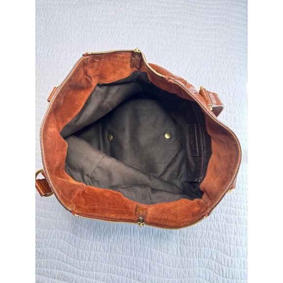 Yves Saint Laurent Vintage Downtown Patent Leather Shoulder Strap Brown Purse - Picture 10 of 14